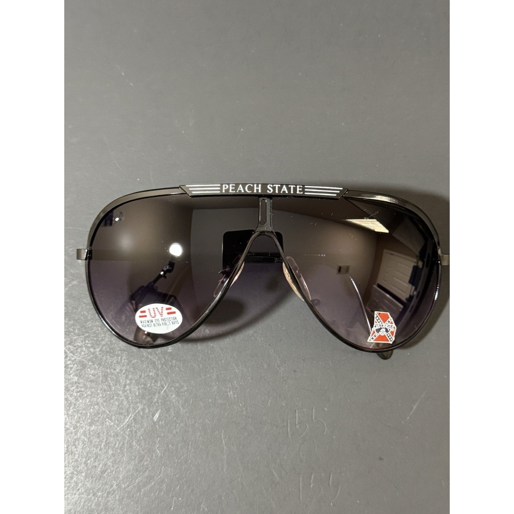 Vintage Peach State Georgia Black Framed Aviator Sunglasses UV100 - Picture 8 of 16